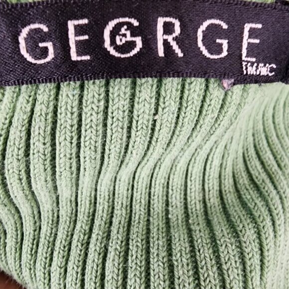 George Green Ribbed Knit Cleavage Cover Y2K Fitted Top - Picture 5 of 6
